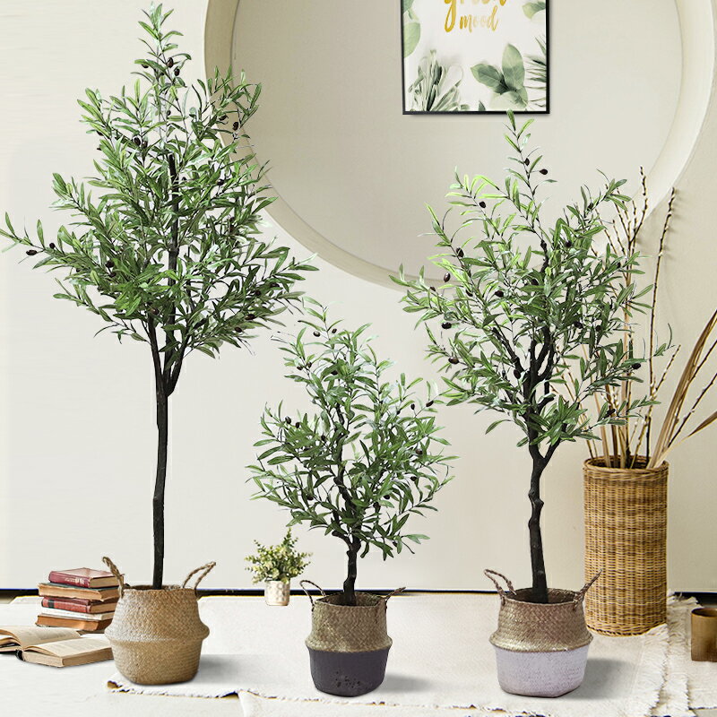 橄欖樹仿真北歐風植物家居客廳落地假樹室內裝飾假綠植大盆栽擺件