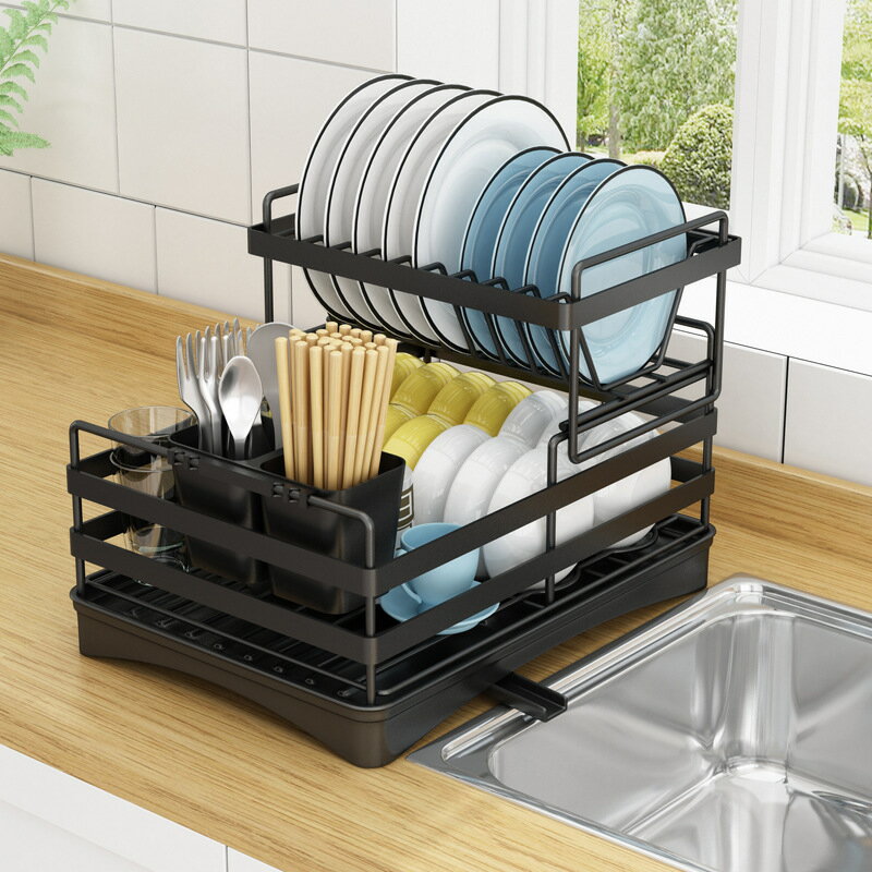 廚房瀝水置物架颱麵家用碗筷餐具水槽放碗碟筷收納架碗架導流