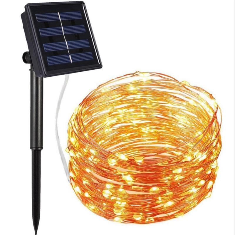 亞馬遜熱銷100LED太陽能銅線燈戶外防水圣誕節日裝飾庭院LED燈串