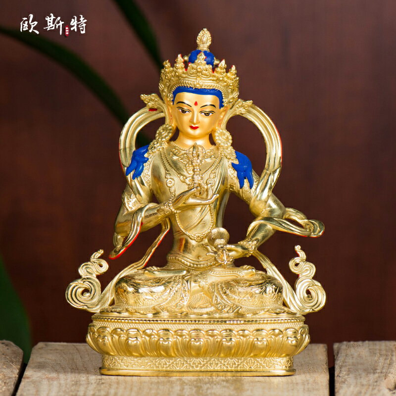 歐斯特 藏傳佛教臺灣密宗佛像精工純銅全鎏金彩繪5寸金剛薩埵佛像