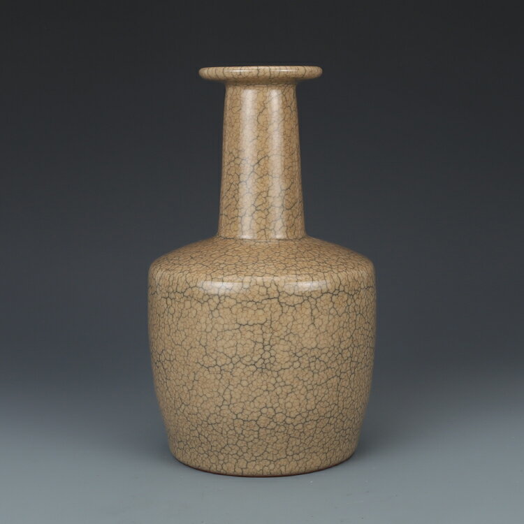 宋傳世哥窯釉盤口瓶 古董真品仿古瓷器古玩收藏窖藏擺件五大名窯