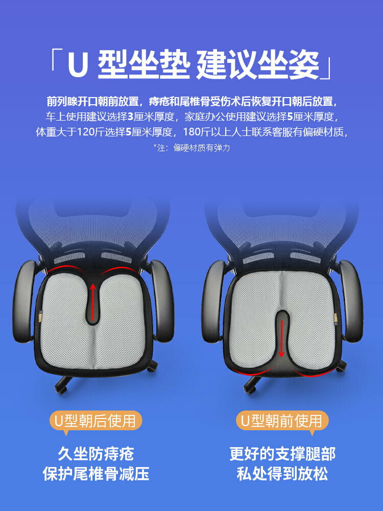 坐墊 椅墊 U型坐墊前列腺薄術后辦公室久坐四季水防痔瘡保護尾椎骨減壓坐墊【林之舍】