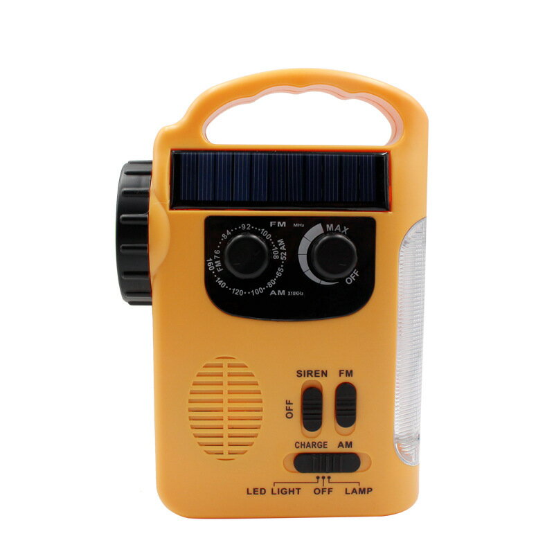 太陽能收音機LED手電筒多功能應急警報聲應急手機充電