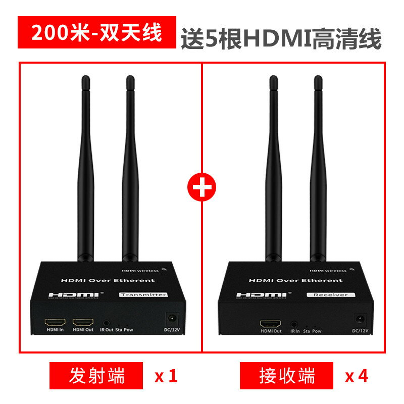 WiFi信號放大器 碩格 HDMI無線傳輸器發射器100米筆記本電腦電視音視頻投影儀高清收發器『XY12806』 5