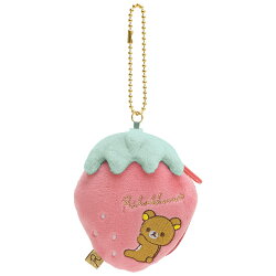 X射線【C704816】懶熊Rilakkuma 15週年草莓零錢包,美妝小物包/筆袋/面紙包/化妝包/零錢包/收納包/皮夾/手機袋/鑰匙包