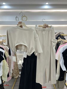 韓國夏裝甜辣妹潮流短款t恤高腰半身裙兩件套裝女