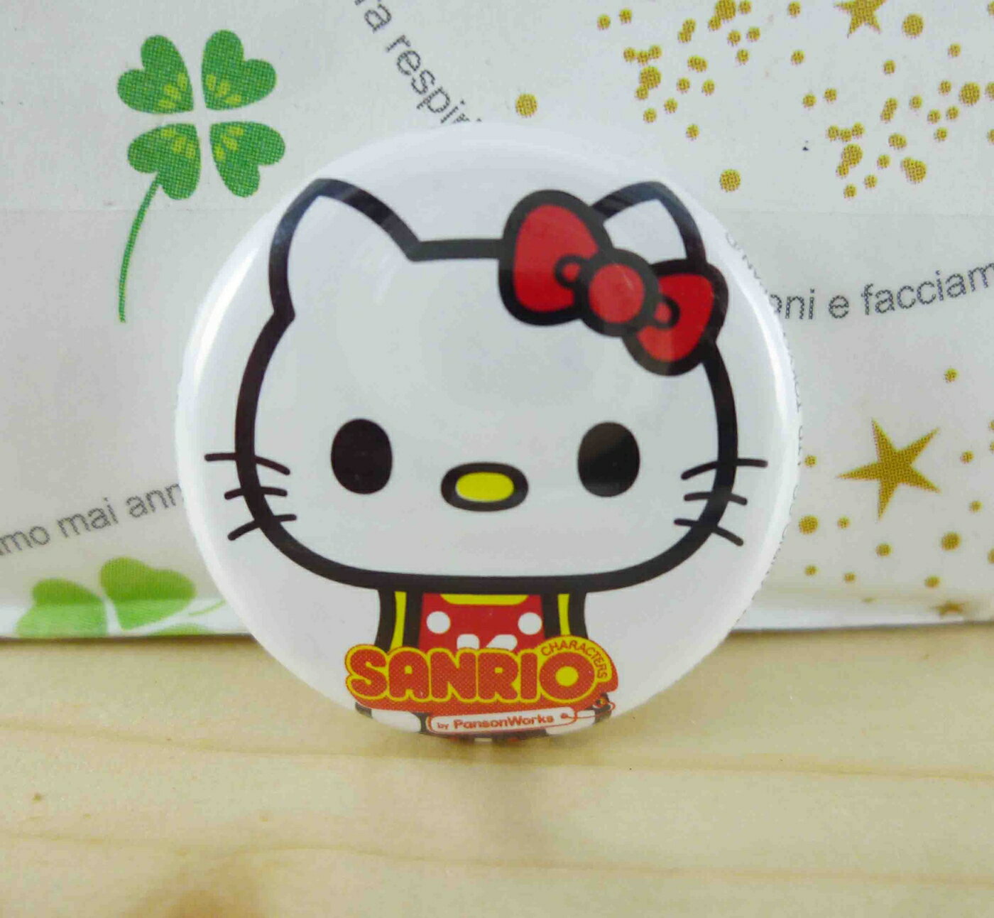 【震撼精品百貨】Hello Kitty 凱蒂貓 KITTY造型別針-圓造型-白色 震撼日式精品百貨