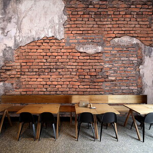 磚紋背景墻做舊酒吧壁畫復古懷舊水泥磚墻壁紙3D咖啡廳工業風墻紙