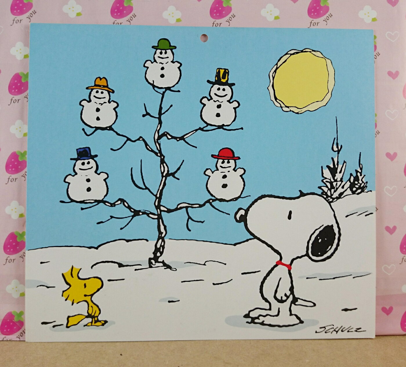 【震撼精品百貨】史奴比Peanuts Snoopy 卡片 雪人 帽子 震撼日式精品百貨