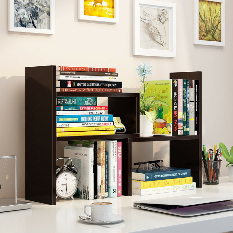 簡易組合書架創意桌上小書柜辦公室木質置物架桌面收納架廠家批發
