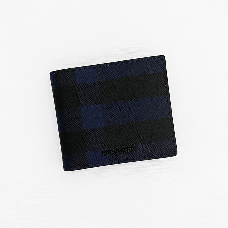 美國百分百【全新真品】Burberry 皮夾 短夾 歐洲精品 配件 錢包 logo 經典格紋 黑藍 DA75