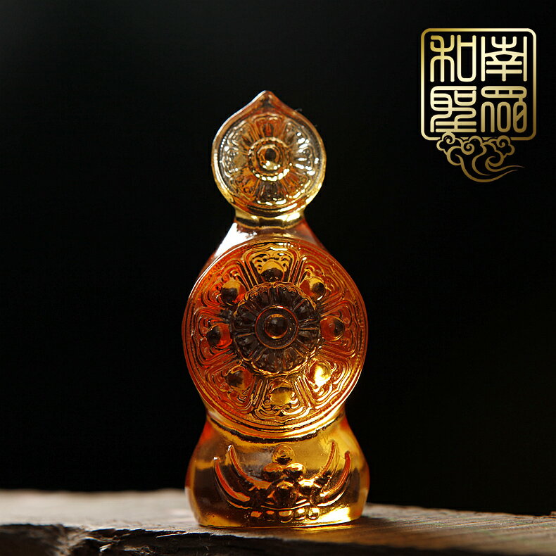 佛堂藏傳佛教密宗法器擺件花食子琉璃八供之琥珀色花子食子朵瑪套