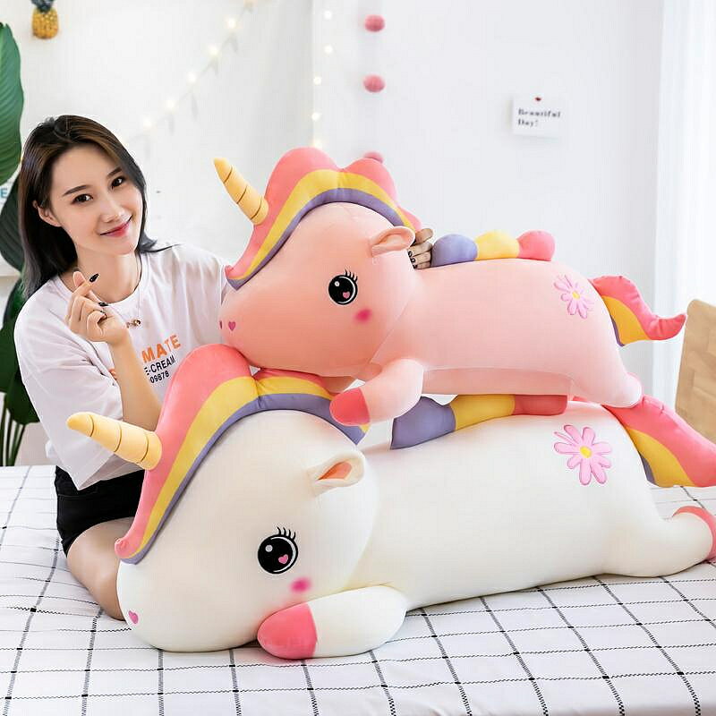 可愛獨角獸公仔睡覺抱枕玩偶女生毛絨玩具小馬布娃娃床上生日禮物（45cm以上的商品麻煩客人選擇宅配哦，謝謝）