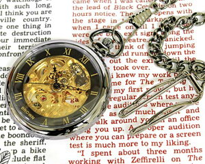 口袋機械懷錶/雙面骨架金懷錶-日本10天直購品
