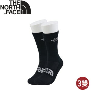 【The North Face 運動襪-三入組《黑》】7WI2/吸濕透氣/中筒襪/運動襪/戶外襪/登山襪/排汗襪
