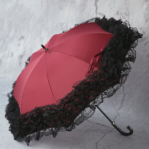 洋傘歐式宮廷復古風蕾絲邊雙層抽拉式彎柄直桿傘長柄傘晴雨傘