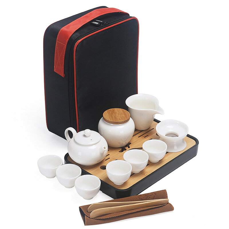 羊脂玉白瓷功夫茶具套裝整套茶盤茶壺陶瓷酒店旅行茶具