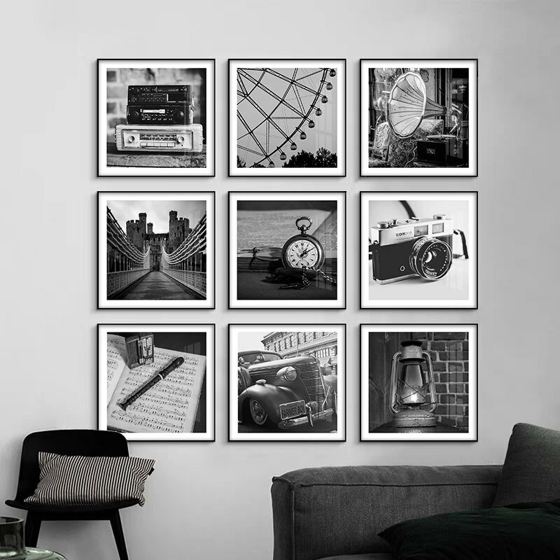 黑白攝影懷舊復古掛畫照片墻現代客廳藝術裝飾畫工作室公寓畫
