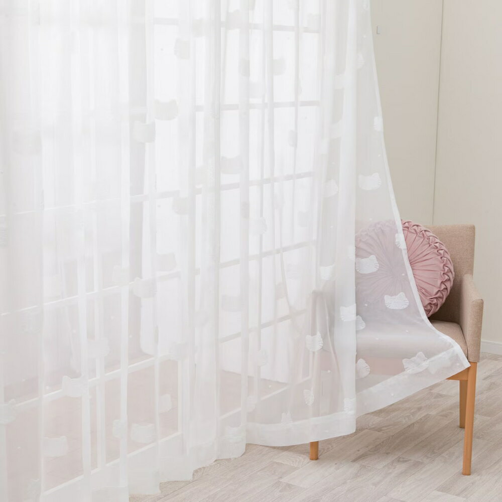 蕾絲窗簾兩件組 窗紗 DH175 CAT 貓 100×133×2 NITORI宜得利家居