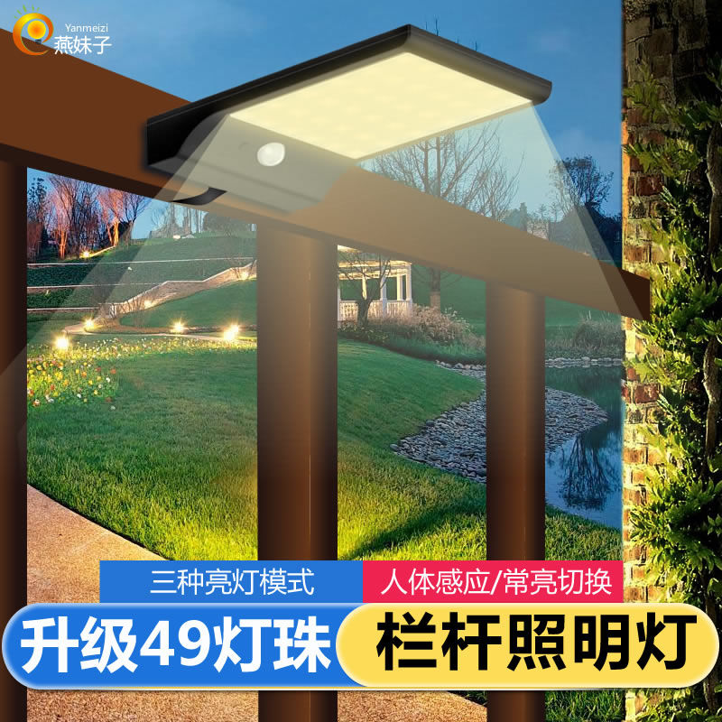 太陽能庭院燈 臺灣公司 開發票 超亮家用太陽能壁燈人體感應綁帶陽臺庭院戶外樓梯燈照明LED防水L071公司貨