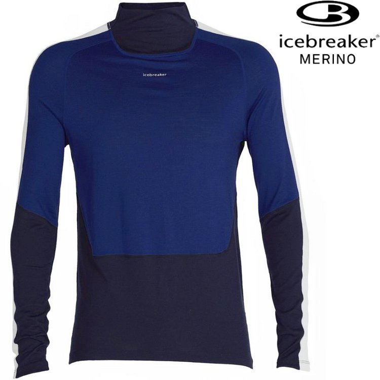 Icebreaker Sonebula GT200 女款 高領長袖上衣/美麗諾羊毛排汗衣 0A59JU 090 深藍/白線條