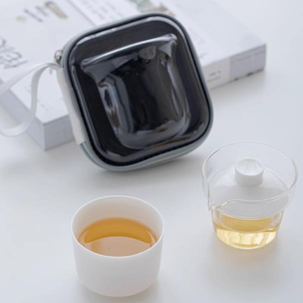 【快客杯-一壺一杯-多款可選-1款/組】旅行茶具套裝戶外旅遊便攜玻璃快客杯蓋碗-250302