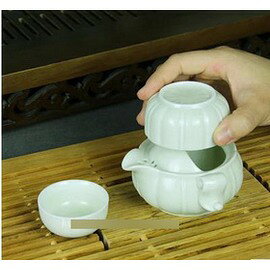 【快客杯-開片汝窯-一壺+一大杯+一小杯/套-1套/組】汝窯茶具陶瓷功夫茶具套裝 辦公室旅行簡易茶具-7501016