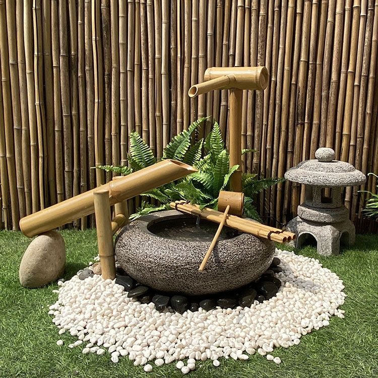 台灣公司可開發票】日式石缽水缽石盆石燈籠禪意庭院景觀枯山水水景驚鹿
