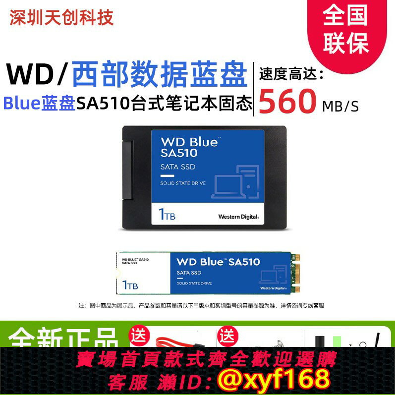 {保固一年 可打統編}西部資料WD SA510 M2 Blue藍盤 1TB 2TB 4TB 全新SSD固態硬碟