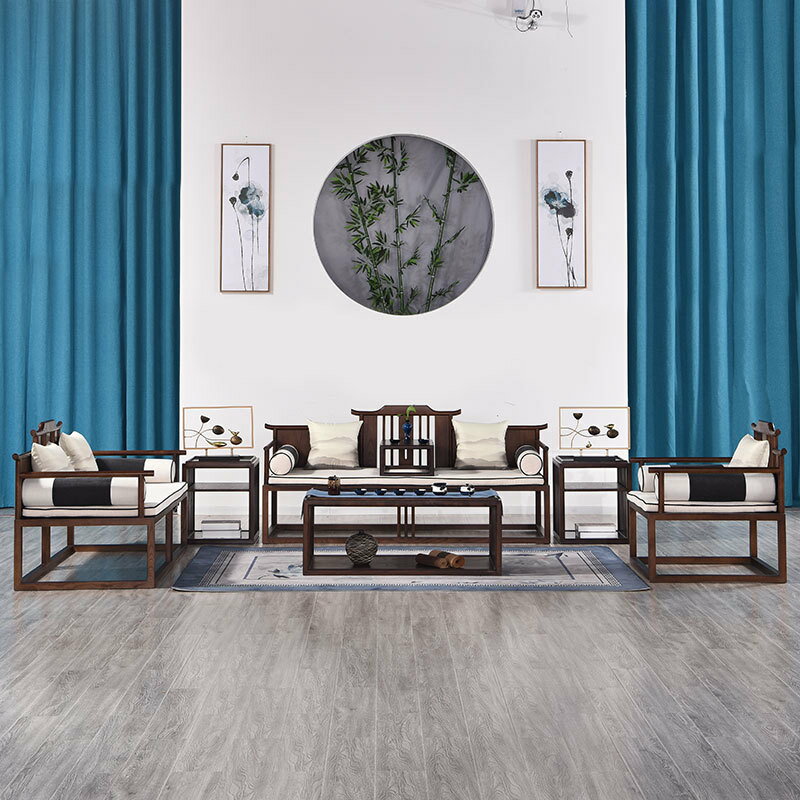 家具 新中式沙發組合實木羅漢床中式客廳禪意民宿會所樣板房家具