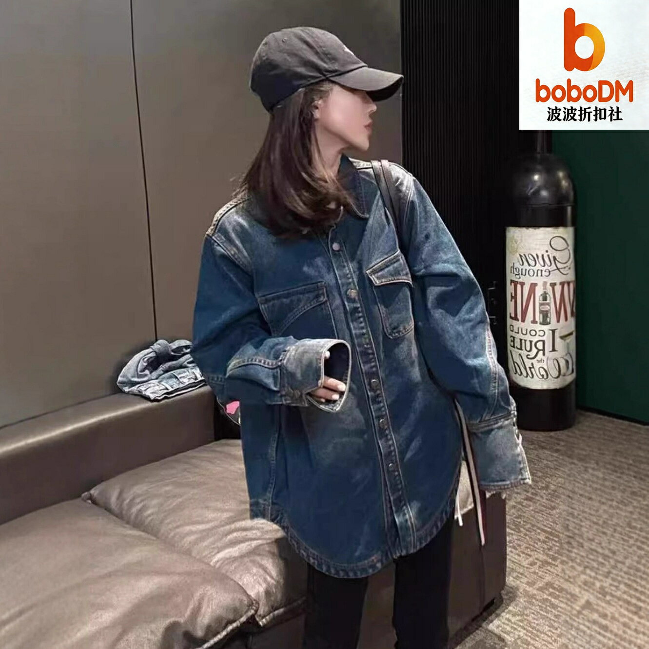牛仔襯衫推薦到【加絨加厚】牛仔襯衫 襯衫女 外套女 韓版外套 復古襯衫 正肩設計 寬鬆休閒 加絨內裡 秋冬季保暖 百搭疊穿就在波波折扣社推薦牛仔襯衫