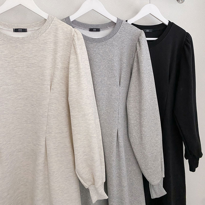 ANNAS 正韓顯瘦線刷毛洋裝 腰身 縮腰 打折 長袖 長裙 長洋裝 連身裙 顯瘦 加厚棉 素面 保暖 加絨刷絨 韓國 8