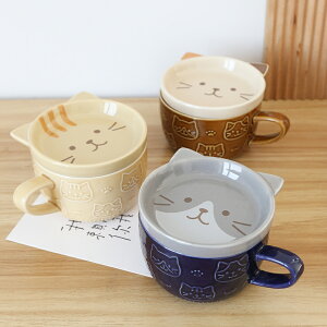 可愛卡通陶瓷杯帶蓋杯子馬克杯咖啡杯早餐學生牛奶杯水杯