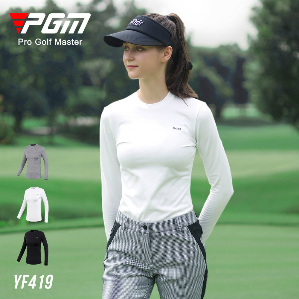 【元素運動】PGM高爾夫服裝女士打底衫秋冬圓領長袖T恤保暖女裝磨絨內裡