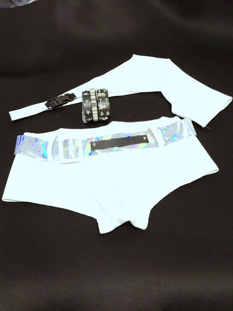 新款夜場酒吧男模特走秀肌肉男性感男gogods妖男露肌唯美純白服裝