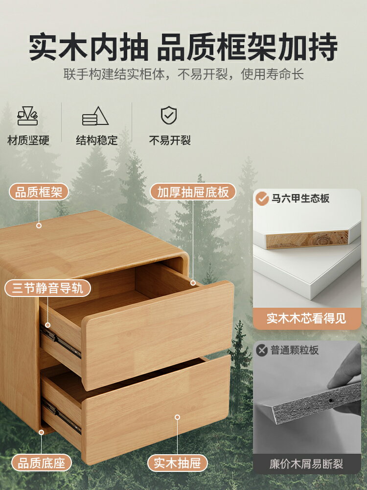 奶油風床頭柜實木簡約現代2023新款創意臥室家用簡易輕奢儲物柜子