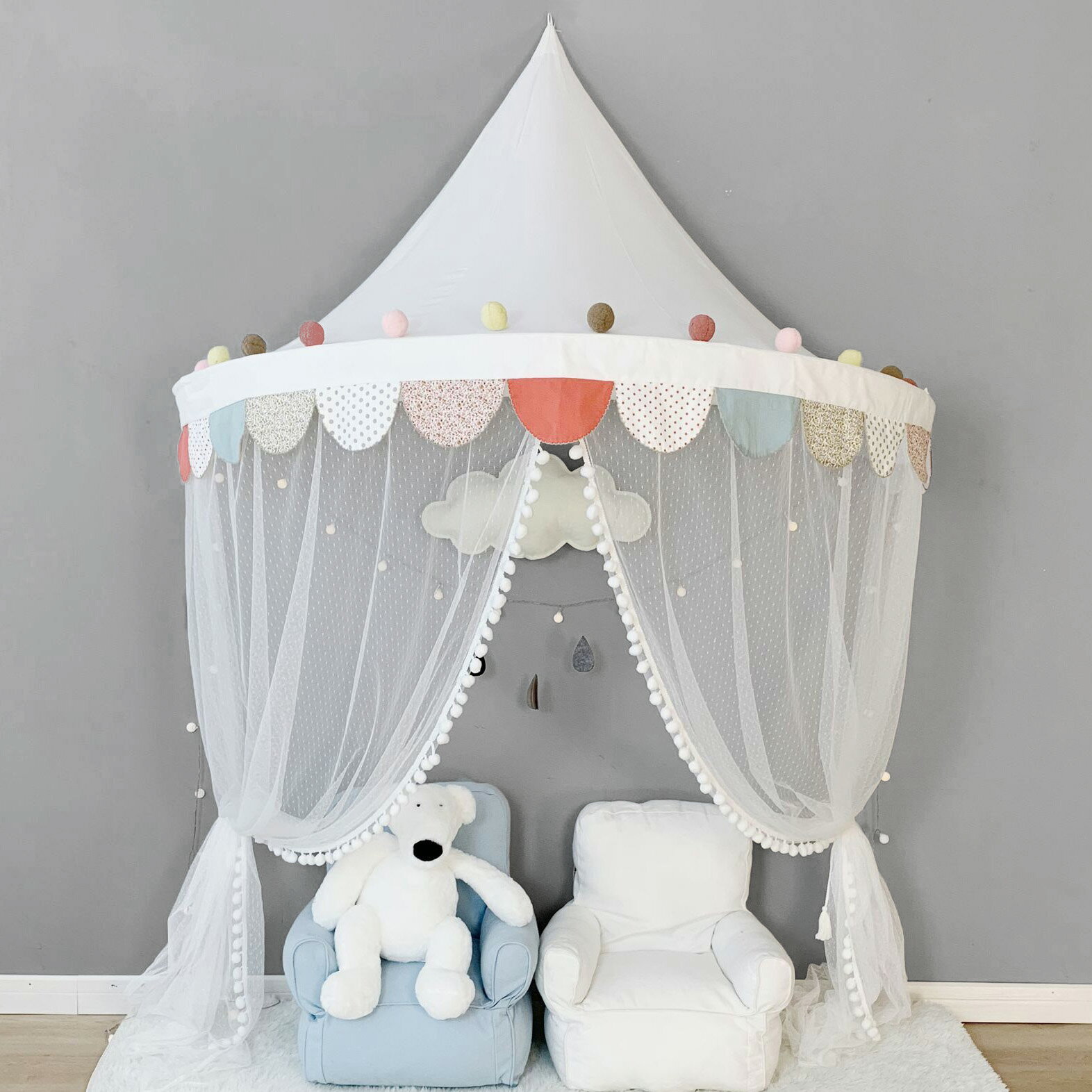兒童帳篷游戲屋玩具屋北歐的星星純棉床篷墻面裝飾寶寶禮物讀書角 文藝男女