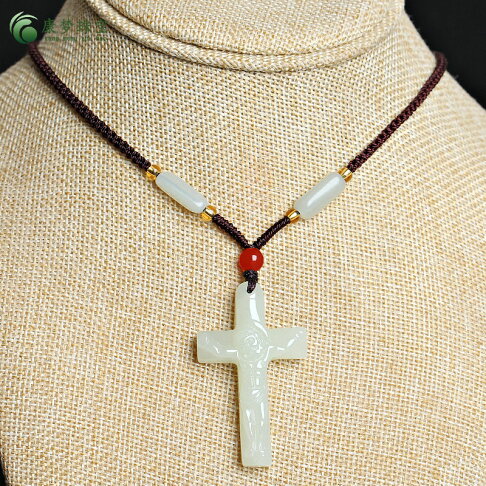 天然新疆和田玉白玉十字架吊墜耶穌基督信物男女款掛件玉項鏈飾品 4