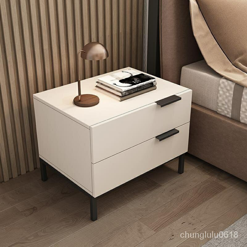 【熱銷】現代極簡白色鋼琴 烤漆床頭櫃現代簡約ins風儲物櫃輕奢臥室收納櫃