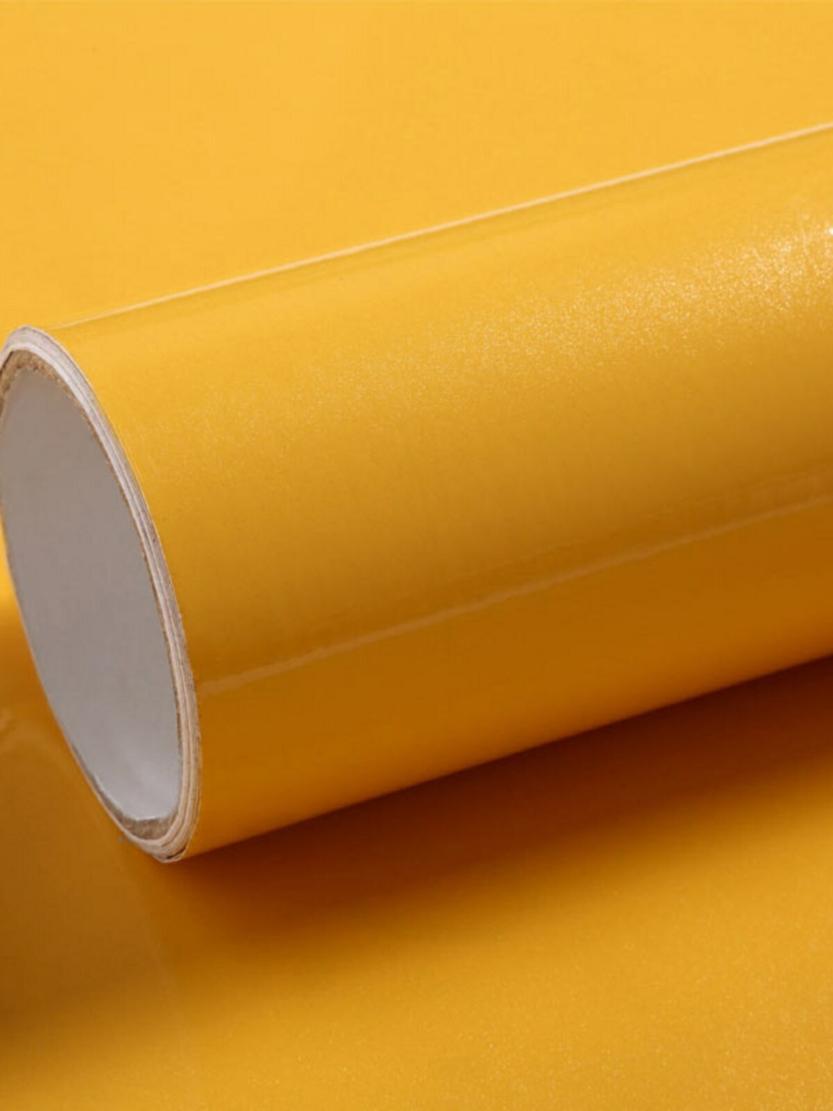 加厚防水純色珠光烤漆pvc壁紙自粘墻紙家具防油翻新貼紙櫥柜黃色