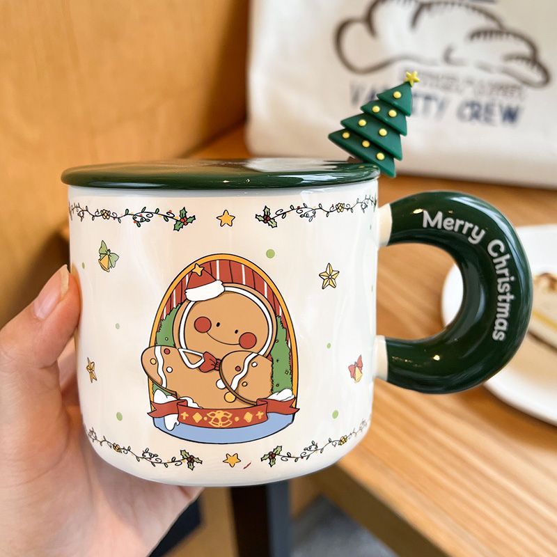 聖誕節杯子陶瓷帶蓋勺創意禮物送女生閨蜜男朋友馬克杯禮盒裝可愛【北歐居家生活】