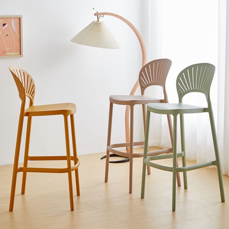 北歐設計師貝殼吧臺椅簡約創意塑料高腳凳家用靠背吧凳咖啡廳吧椅