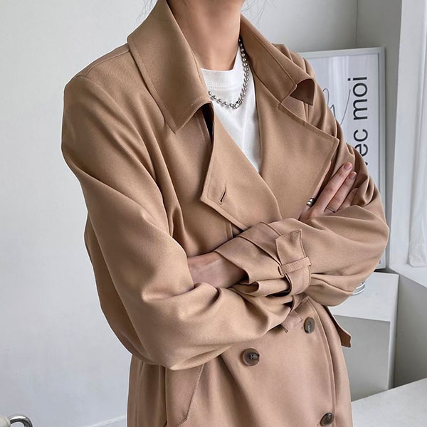 ANNAS 正韓 雙排扣 外套 長版 風衣 綁腰 大衣 偵探大衣 西裝 翻領 腰帶 顯瘦 百搭 韓國 4