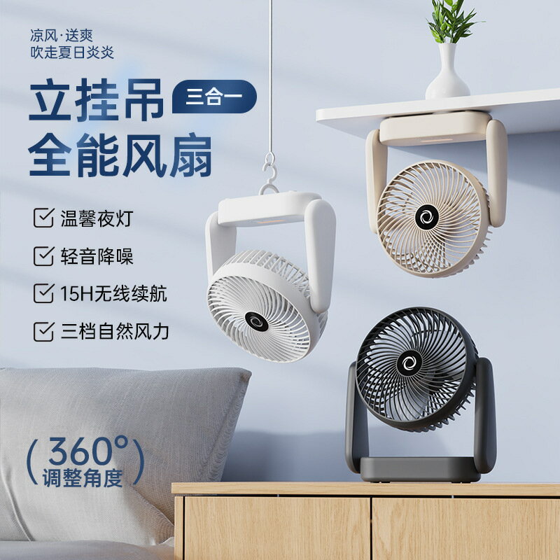 新款桌面小風扇臺式USB充電風扇家用便攜式大風力循環扇跨境代發【北歐家居生活】