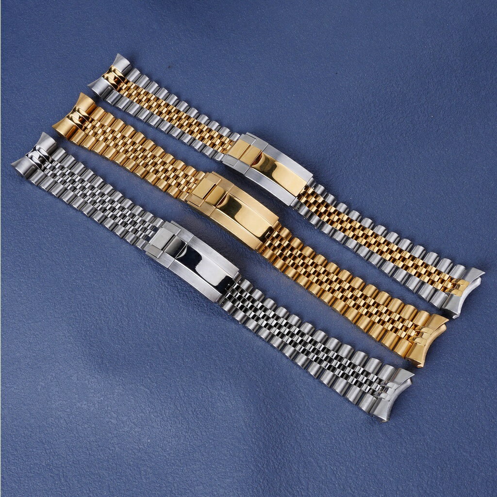 SEIKO 適用精工 5號 SRPD 53K1 實心彎曲端螺絲鏈帶牡蠣扣 Jubilee 手鍊銀金錶帶 22mm