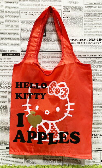 【震撼精品百貨】Hello Kitty 凱蒂貓 日本SANRIO三麗鷗KITTY手提袋收納環保袋-紅*72021 震撼日式精品百貨