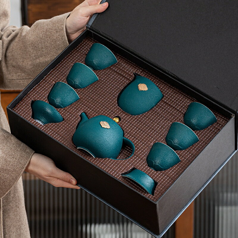 整套功夫茶具陶瓷窯變茶杯哥窯茶壺禮盒套裝家用送禮高端禮品定制 0