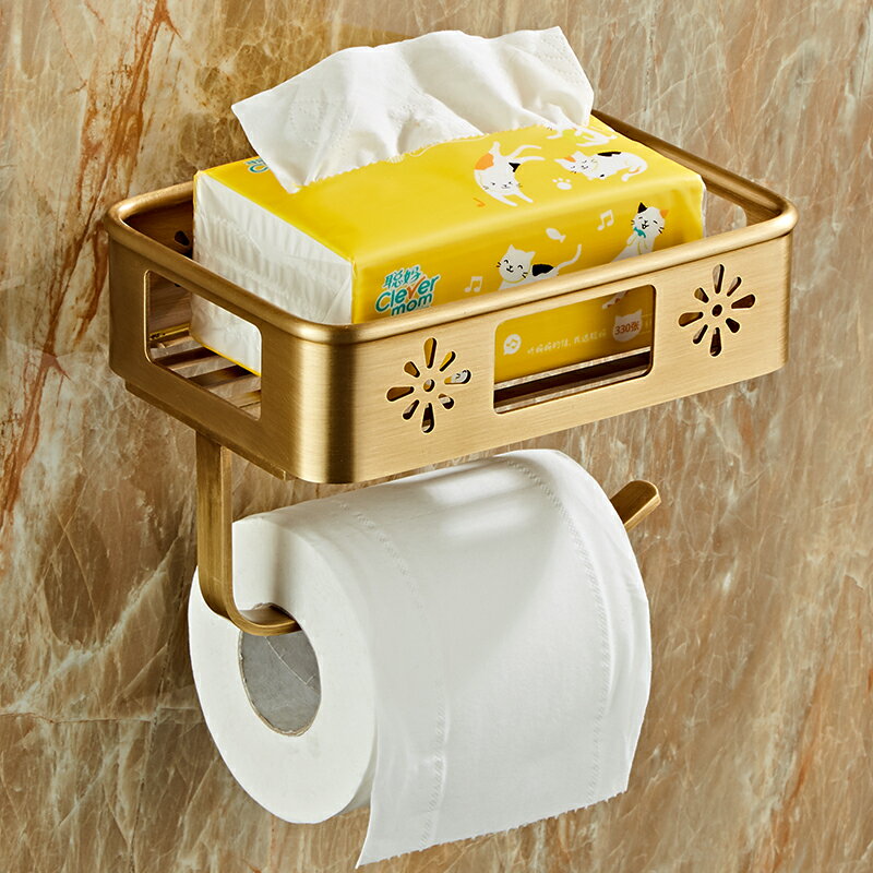 歐式全銅卷紙架衛生間紙巾架廁所卷紙器廁紙籃仿古浴室置物架輕奢