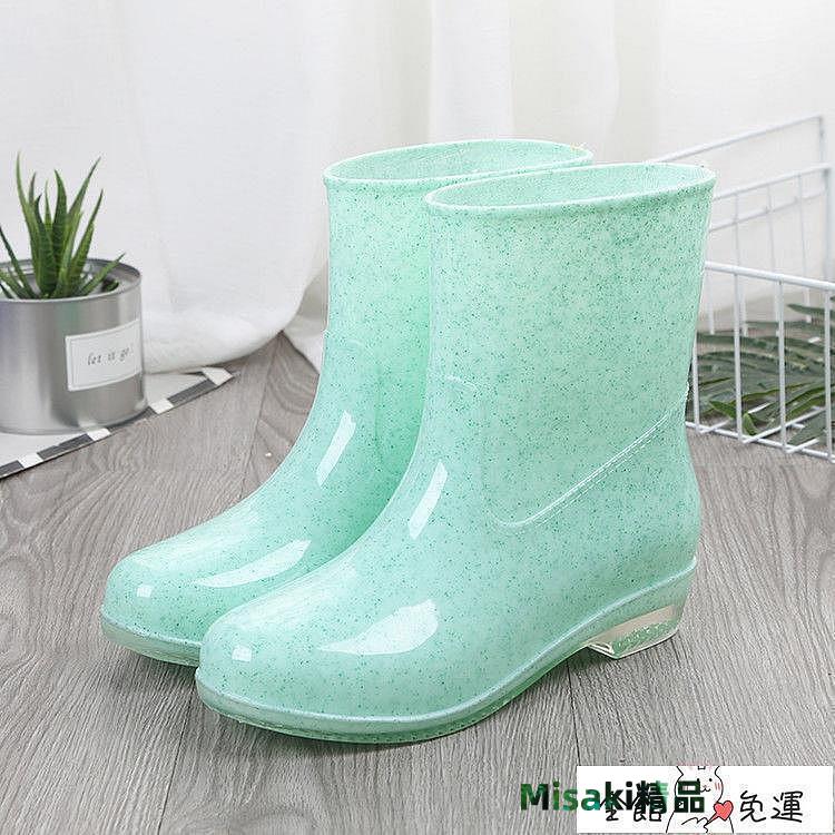 【全館免運】雨鞋 雨靴 雨鞋雨靴女水鞋水靴防水鞋膠鞋女士防滑短筒加棉保暖成人外穿套鞋-Misaki精品