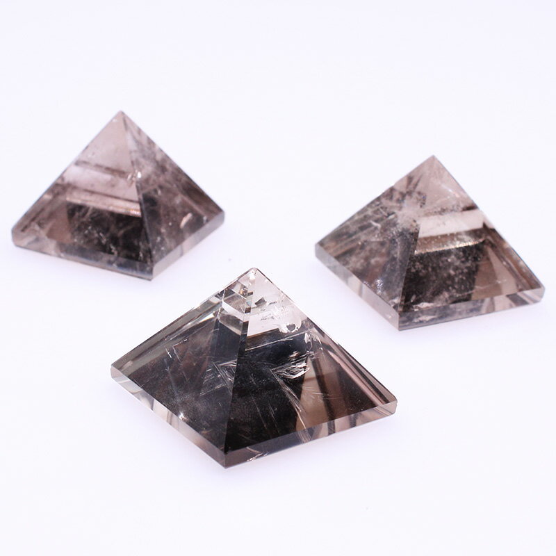 天然茶水晶金字塔擺件能量療愈擴大器石頭家居玄關桌面裝飾